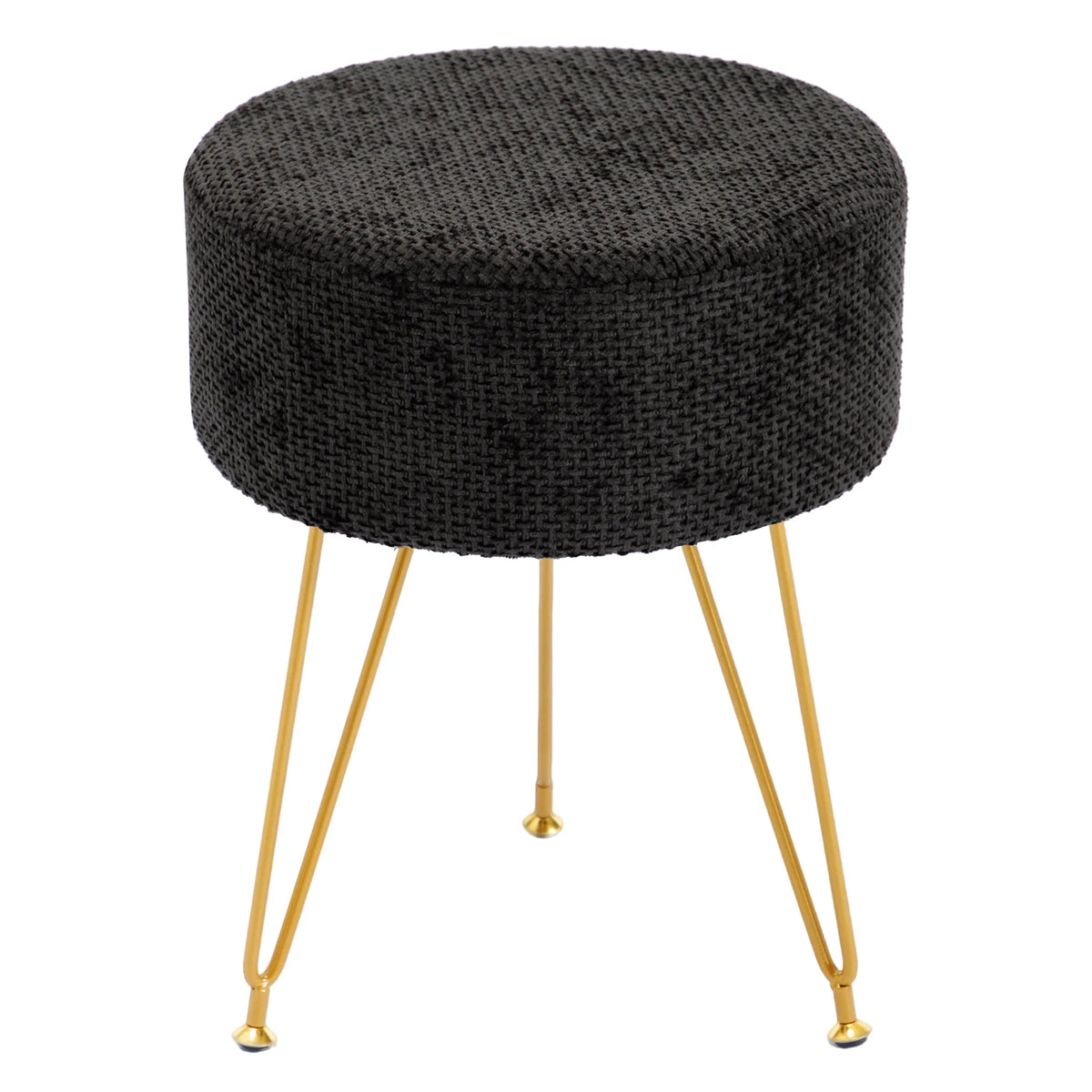 JHK Round Ottoman Velvet Footrest Chair Living Room Vanity Stool