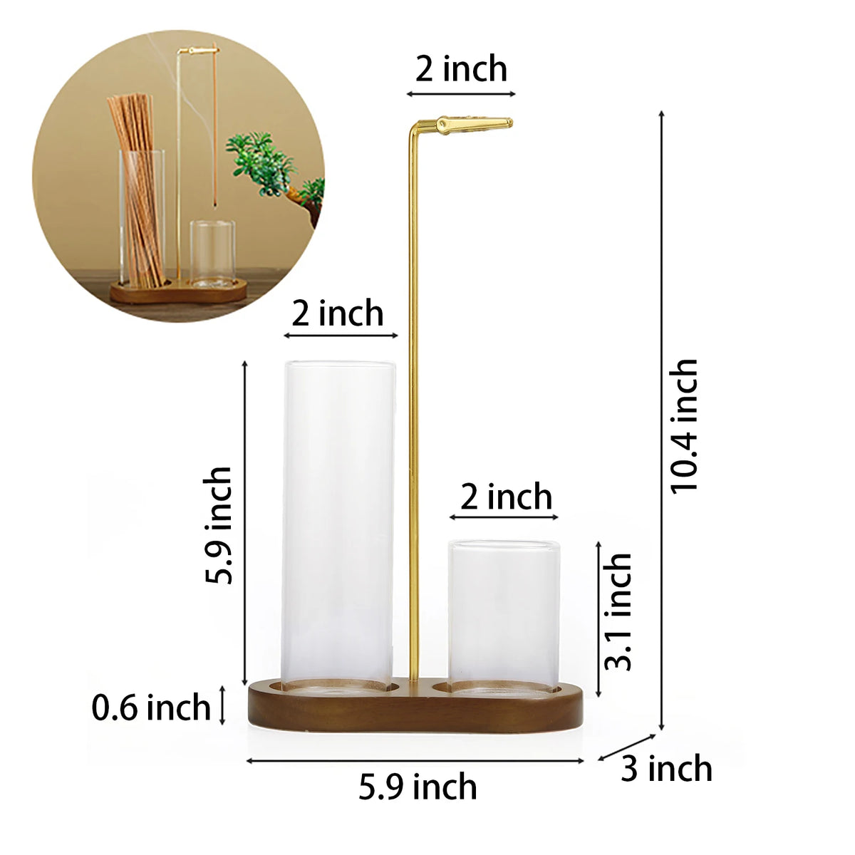 Glass 2 In 1 Incense Burner With Glass Ash Catcher Tray