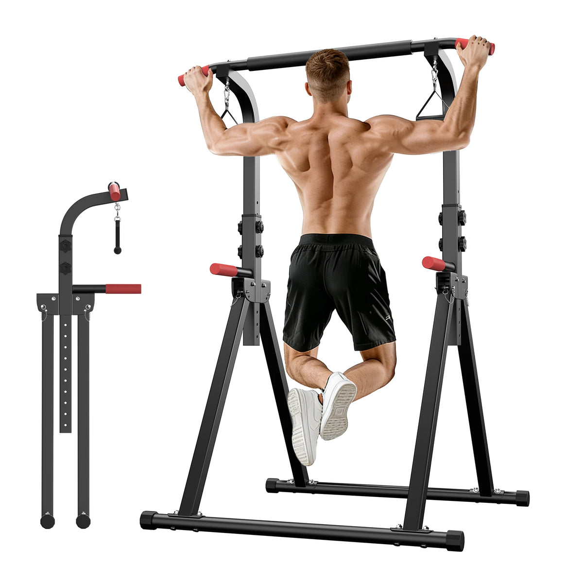Pull Up Power Tower With Dip Station And Resistance Bands