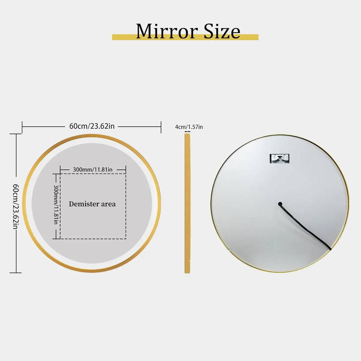Borwart Round LED Bathroom Mirror Aluminum Frame Antifog