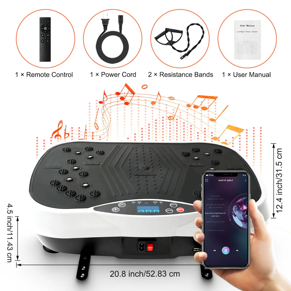 Portable Full Body Vibration Plate Exercise Machine Bluetooth Remote