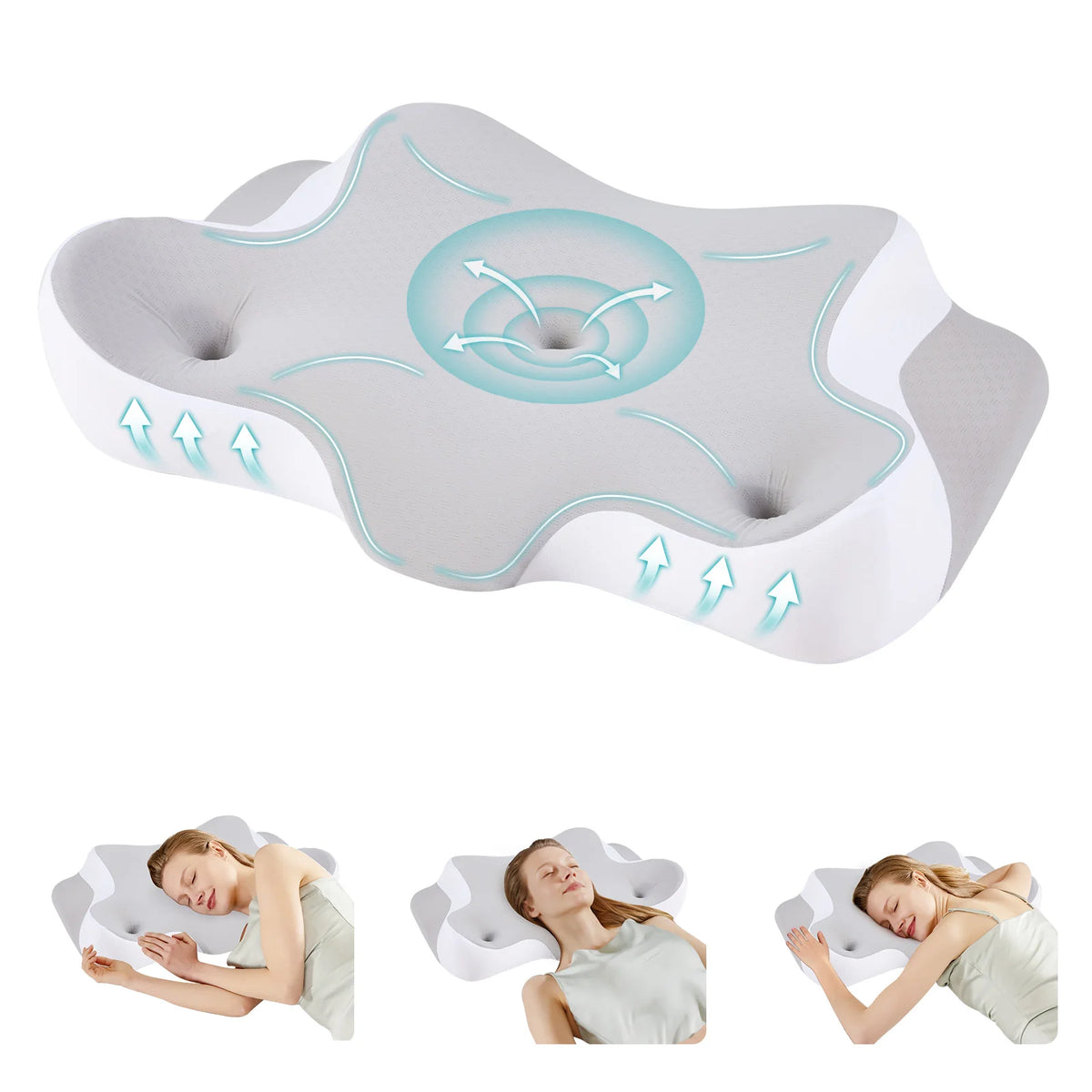 JHK Ergonomic Memory Foam Cervical Neck Pillow With Cooling Pillowcase