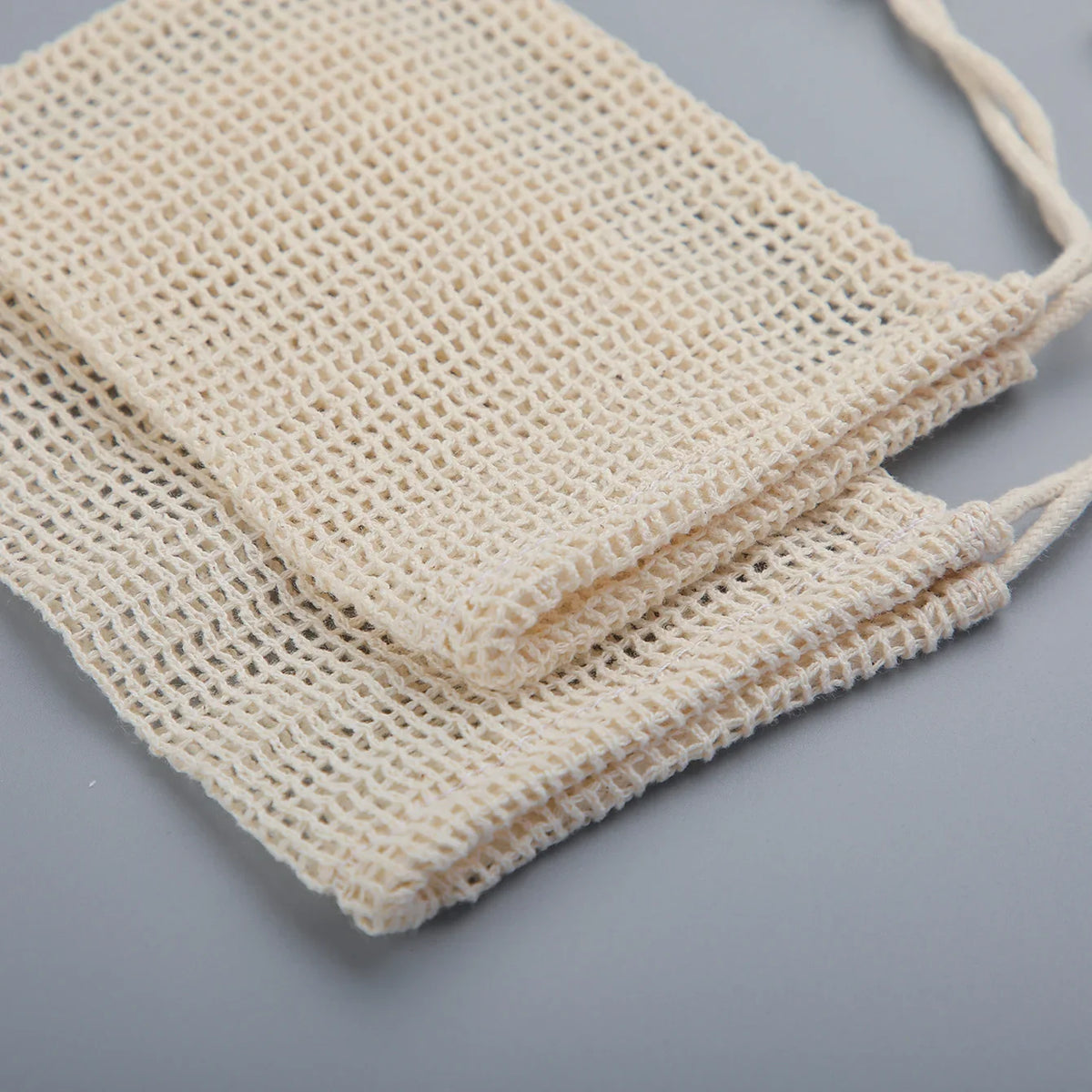 Premium Cotton Soap Saver Pouches Featuring Durable Exfoliating Mesh