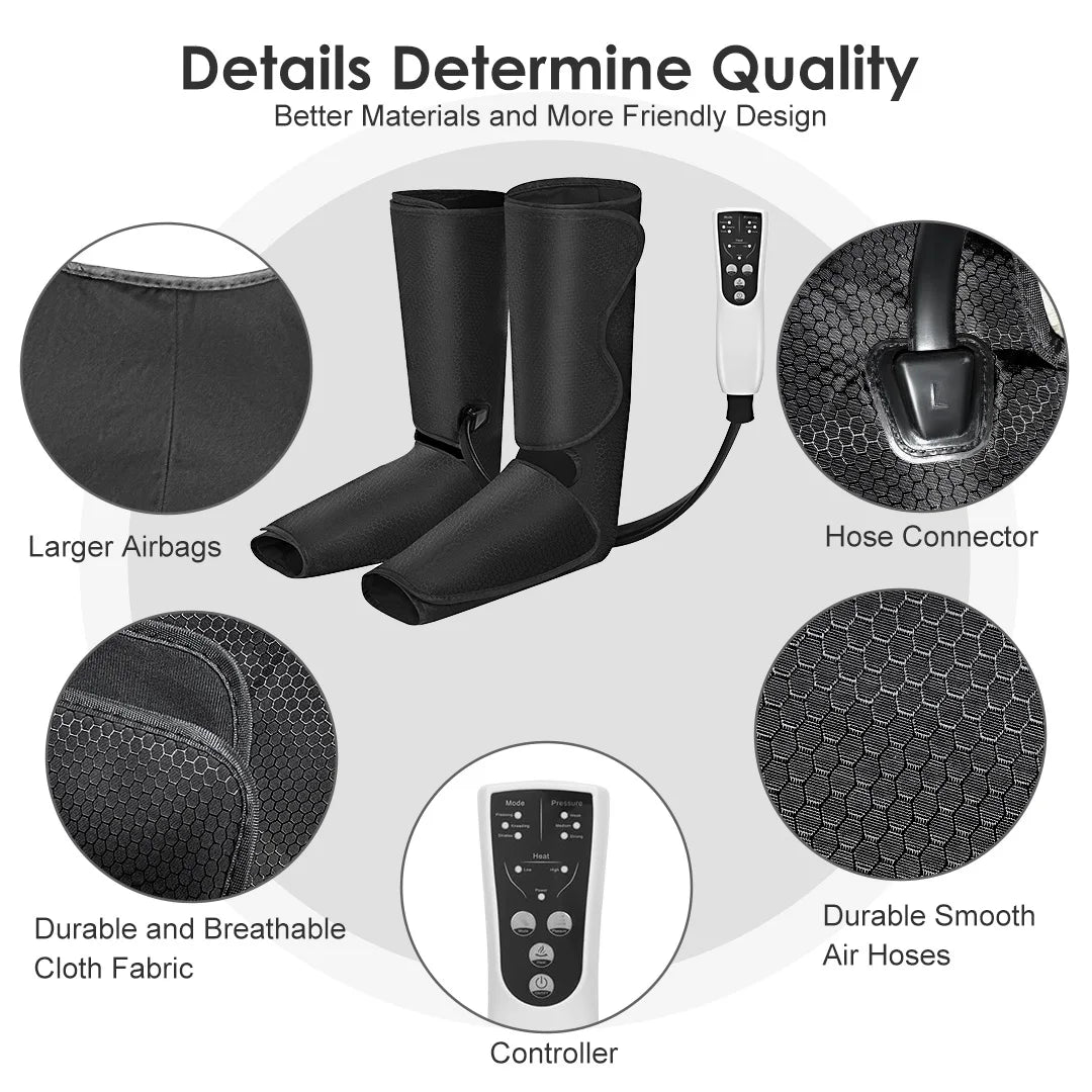 Sejoy Air Compression Leg Massager With Heated Foot And Calf Therapy