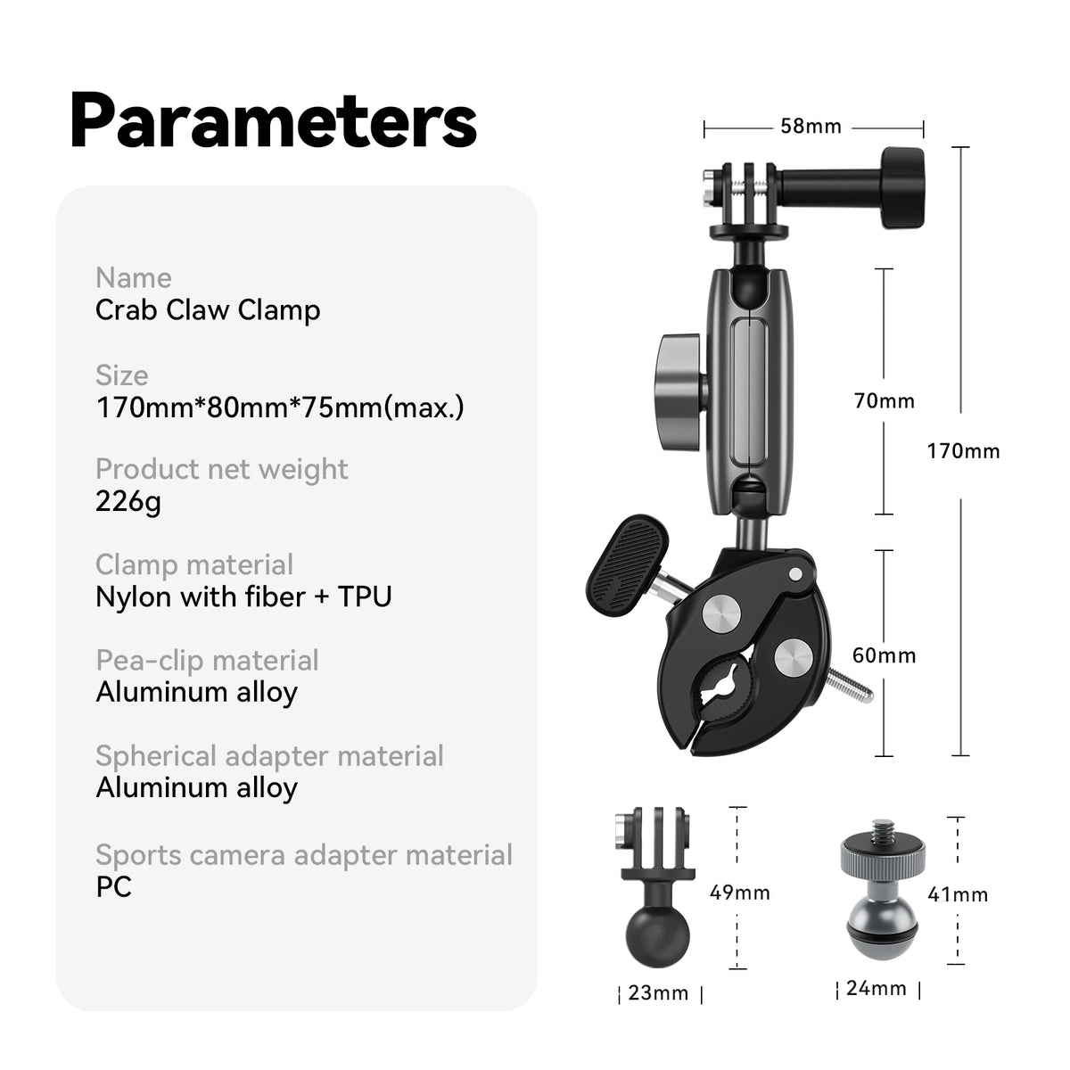 Telesin 360 Degree Handlebar Camera Mount For Action Cameras