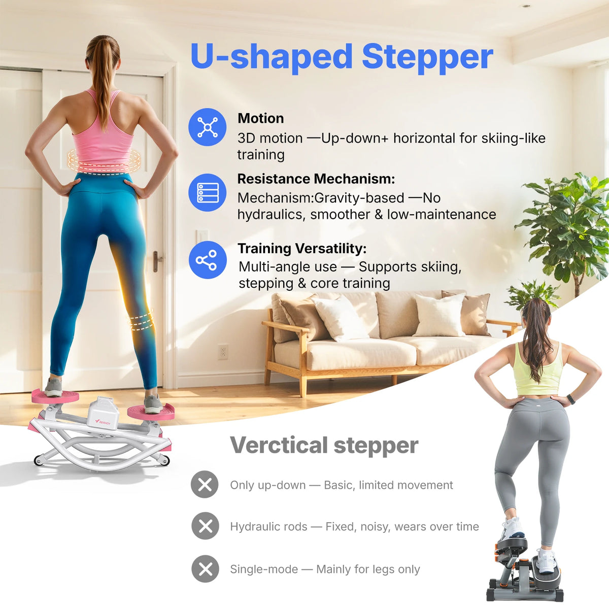 MERACH Silent Rocking Stepper Machine For Core And Waist Workouts