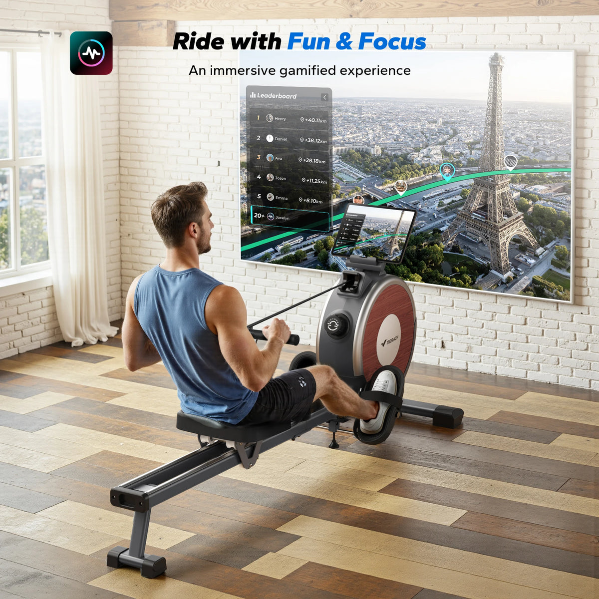 MERACH Magnetic Rowing Machine For Home With Bluetooth Digital Console