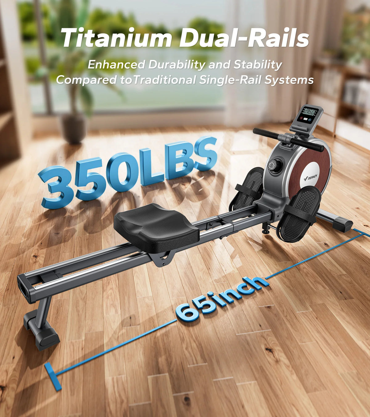 MERACH Magnetic Rowing Machine For Home With Bluetooth Digital Console