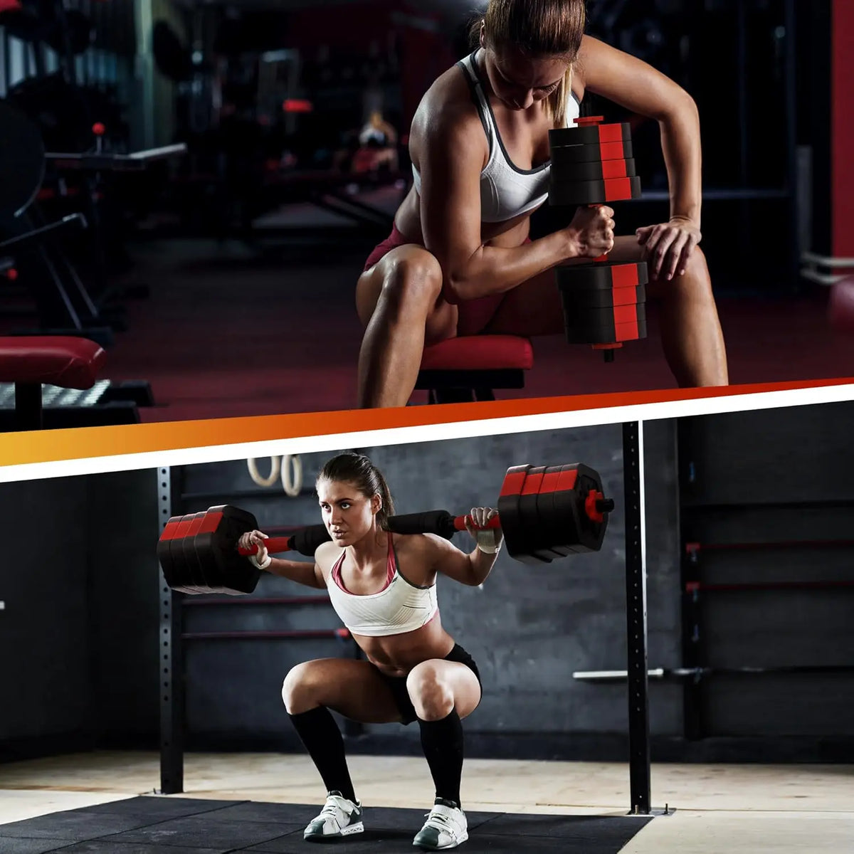 Rubber Coated Adjustable Dumbbell Set With Convertible Barbell Design