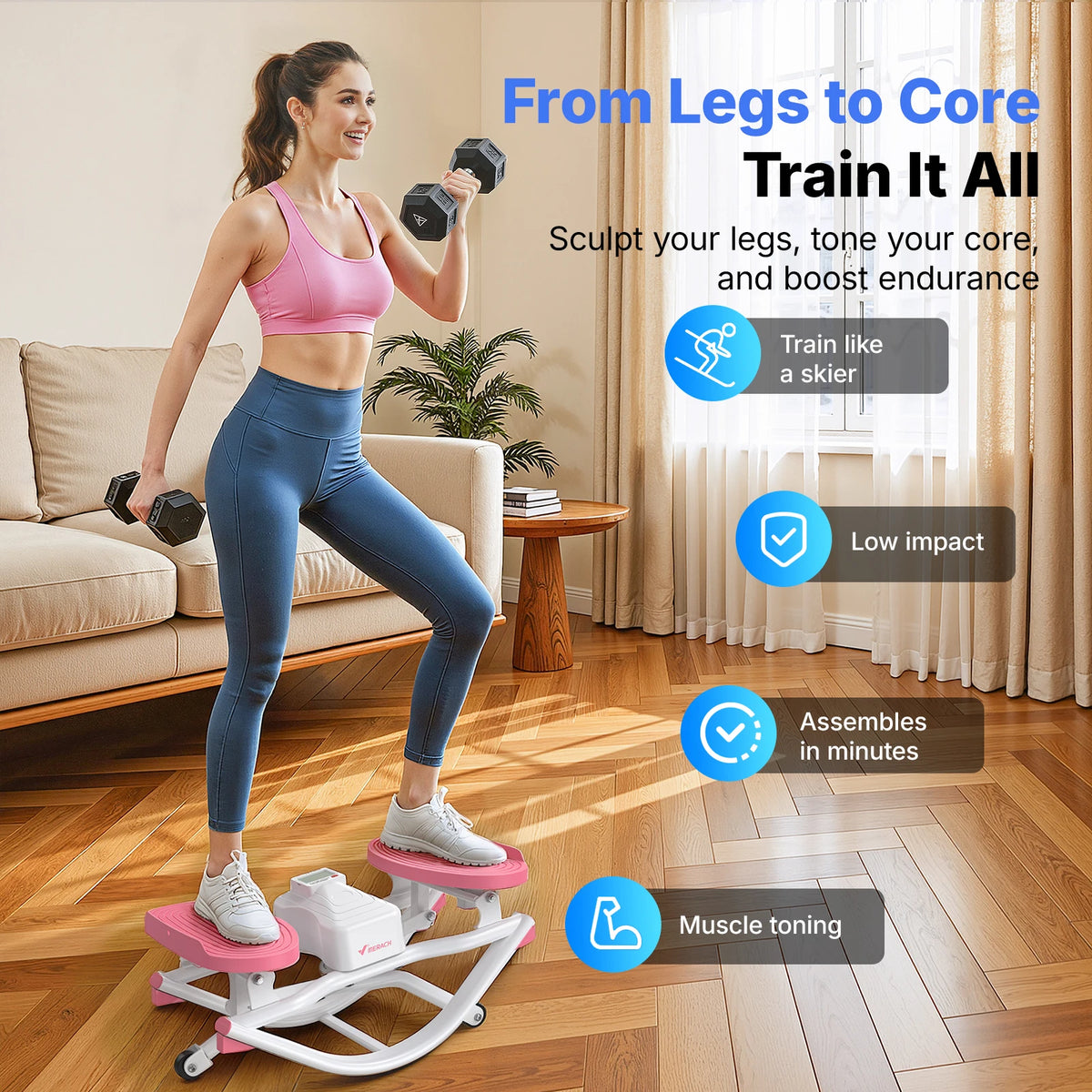 MERACH Silent Rocking Stepper Machine For Core And Waist Workouts