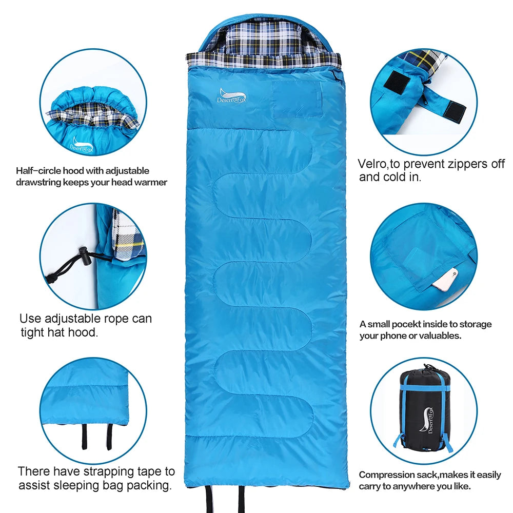 Desert Fox Soft Flannel Winter Sleeping Bag Includes Pillow Case