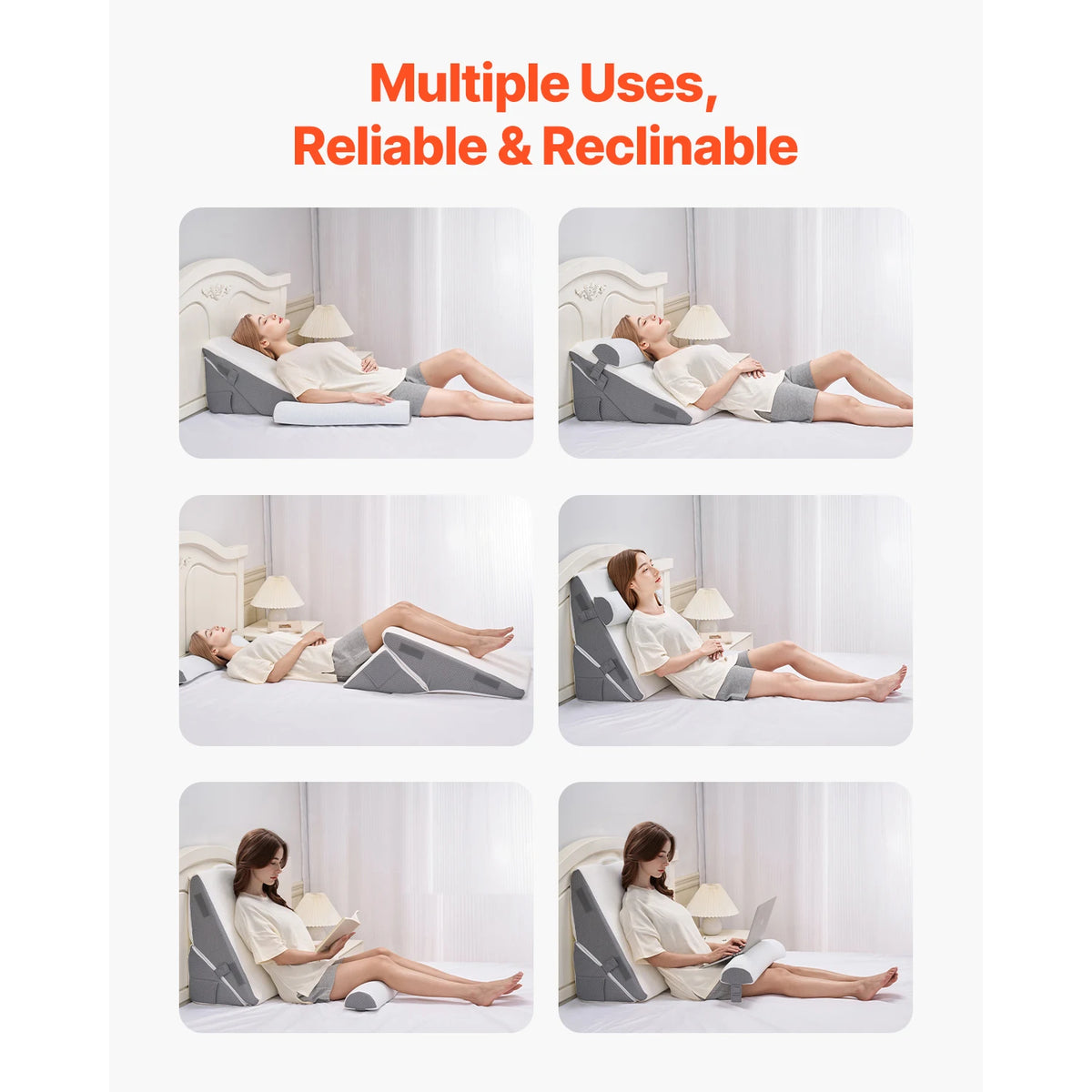 SucceBuy Adjustable Orthopedic Bed Wedge Pillow Set For Pain Relief