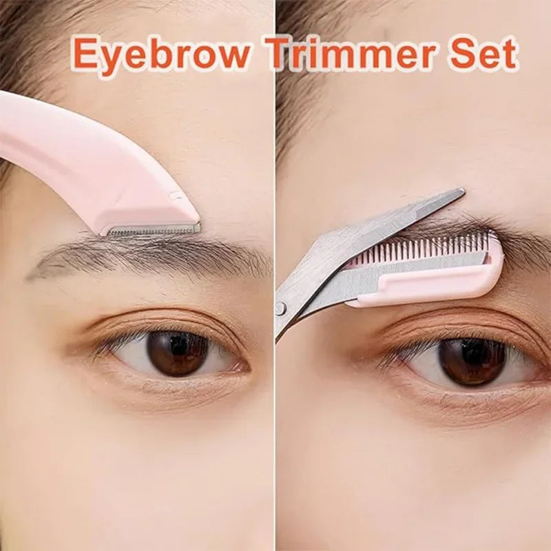 Eyebrow Trimmer Razor Scissors Comb Grooming Kit With Precision Tools