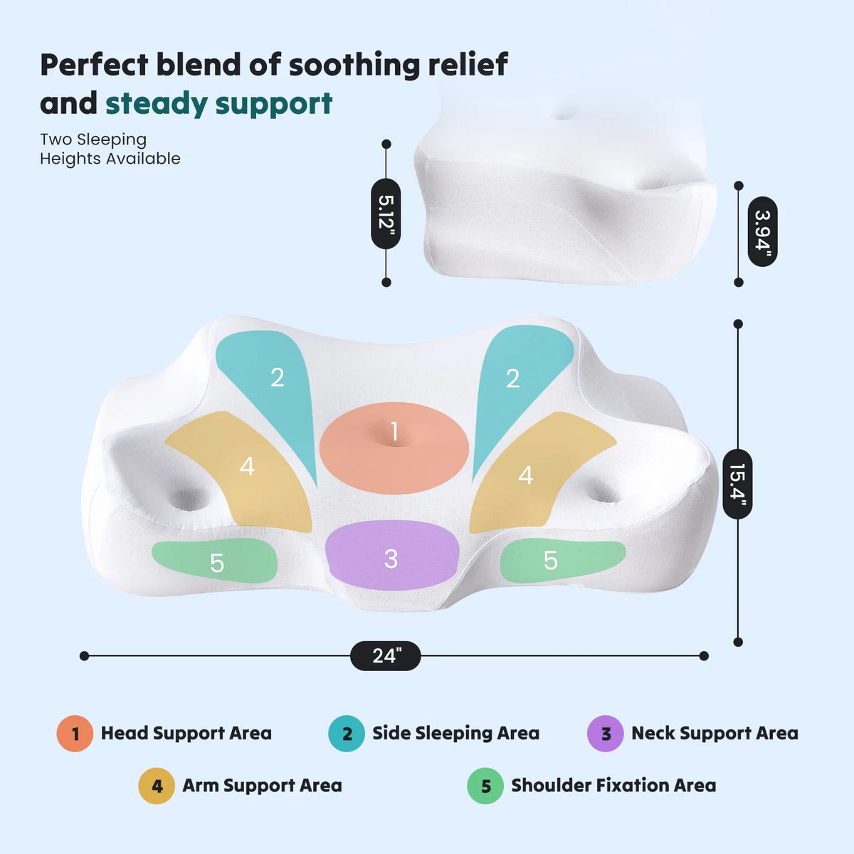 JHK Ergonomic Memory Foam Cervical Neck Pillow With Cooling Pillowcase