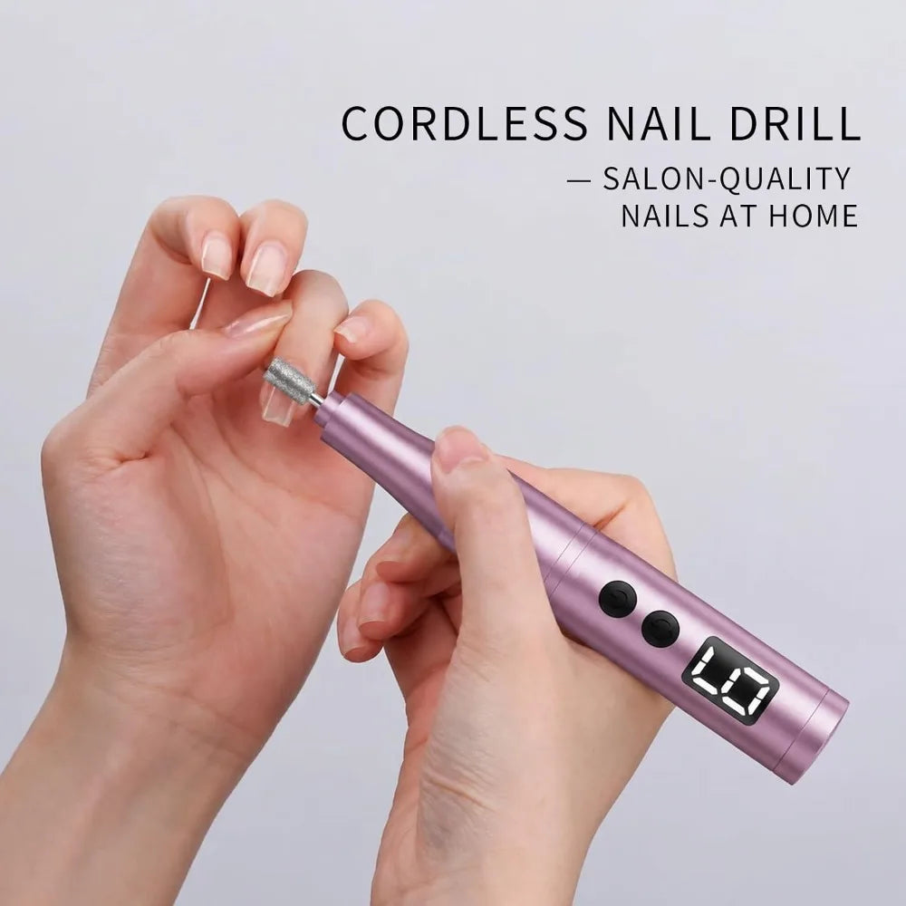 Professional Cordless Electric Nail Drill Kit With Metal Bits