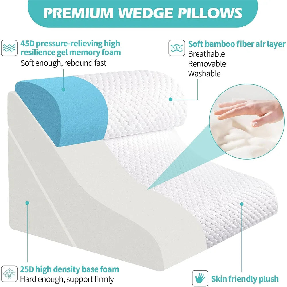 Adjustable Folding Wedge Pillow For Sleeping, Snoring And Back Pain