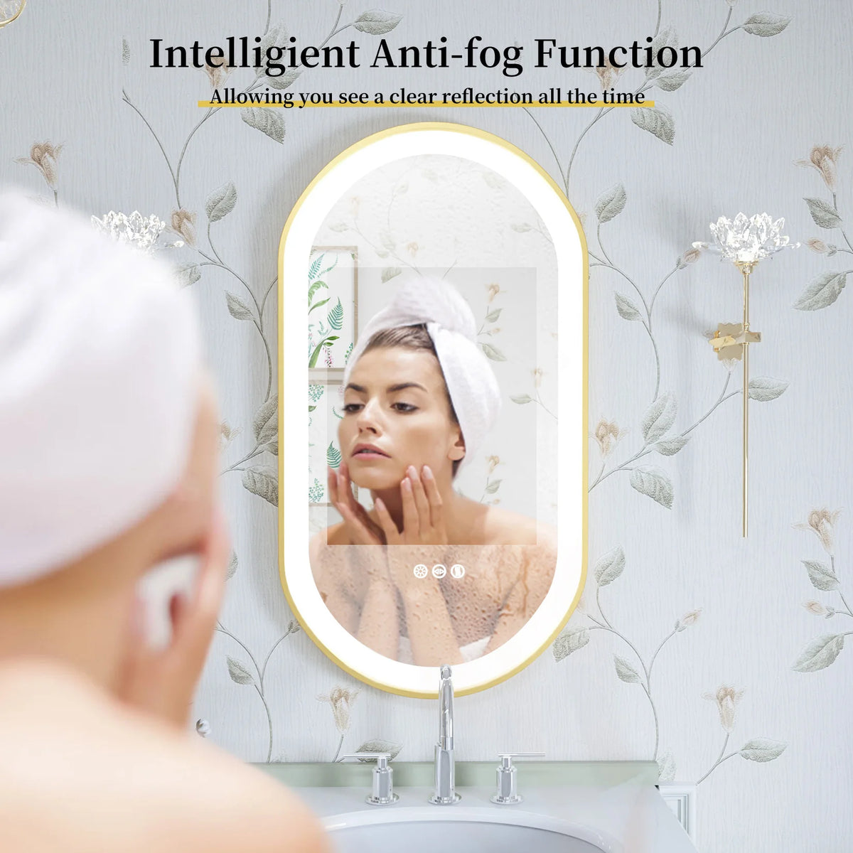 Wisfor Led Oval Bathroom Mirror With Stepless Dimmable Lighting