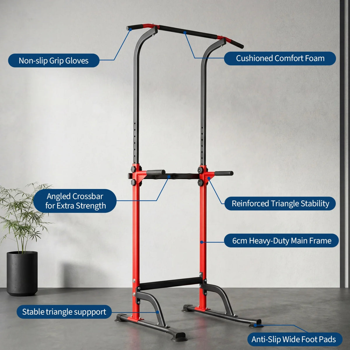 HiMiss Adjustable Power Tower With Dip Station For Home Workouts