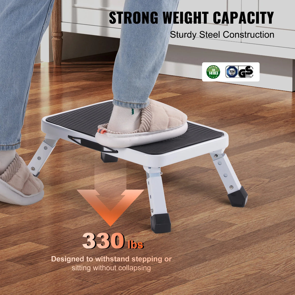 VEVOR Adjustable Non Slip Steel Step Stool for Home Use