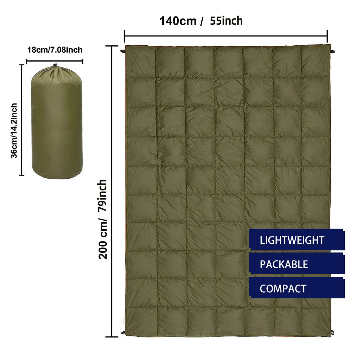 Lightweight Puffy Camping Blanket Down Alternative Warm Waterproof Quilt