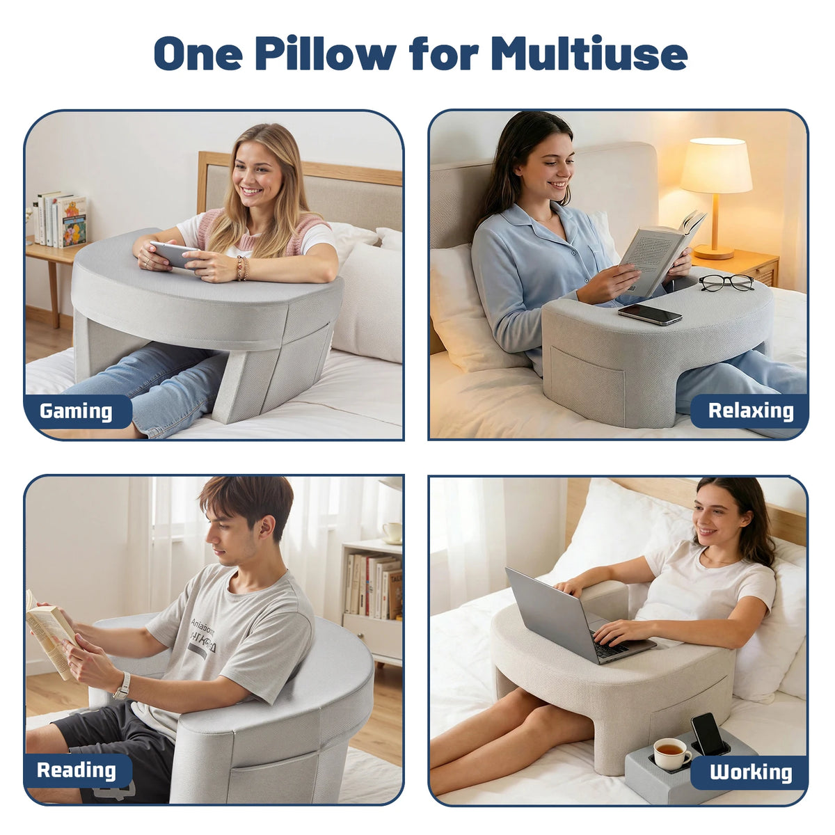 JHK Ergonomic Memory Foam Reading Pillow With Cooling Neck Support