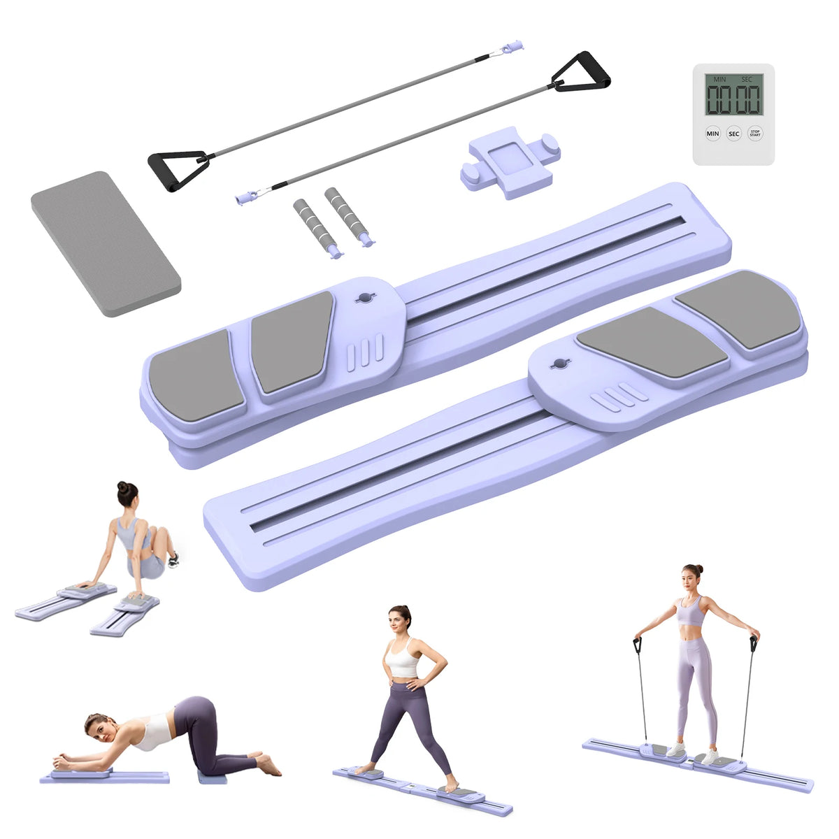 Wsuel 7-In-1 Pilates Reformer Board With Resistance Bands