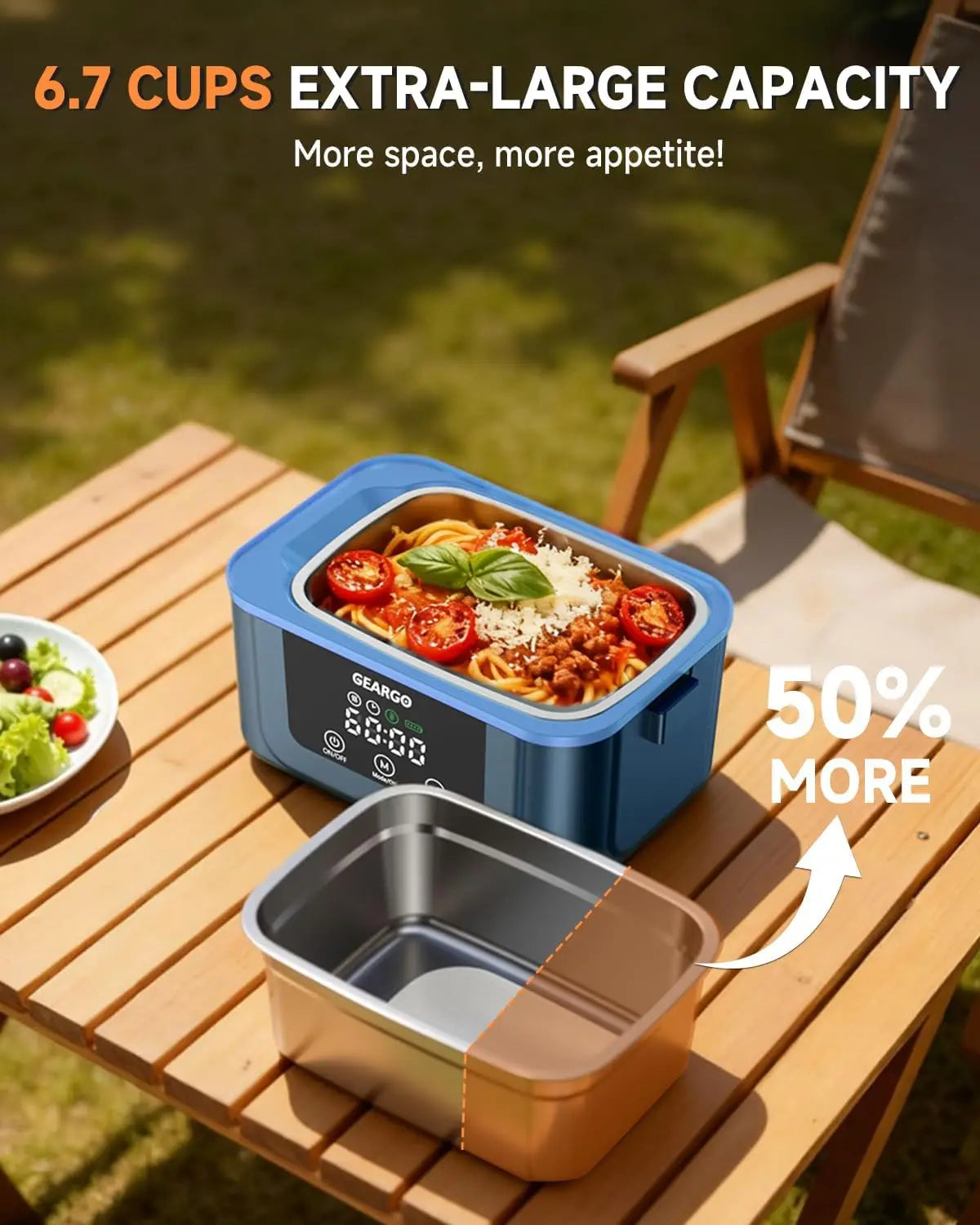 Portable Cordless Electric Self Heating Lunch Box With Cooling Pack