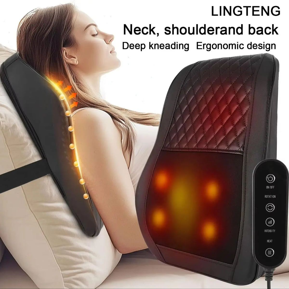 LINGTENG Heat Therapy 3D Kneading Back and Neck Massager
