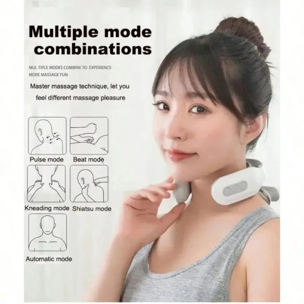 Lism Adjustable Four Head Heating Neck Massager With Usb Charging