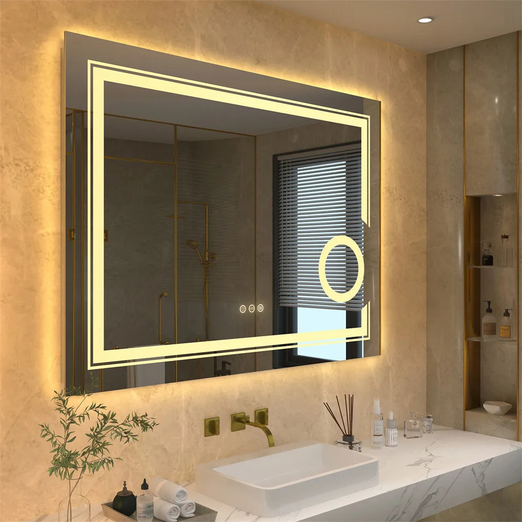 Borwart Fogless Led Bathroom Mirror With Magnifying Glass