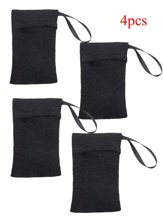 Mesh Exfoliating Soap Saver Bags With Hanging Cord For Shower