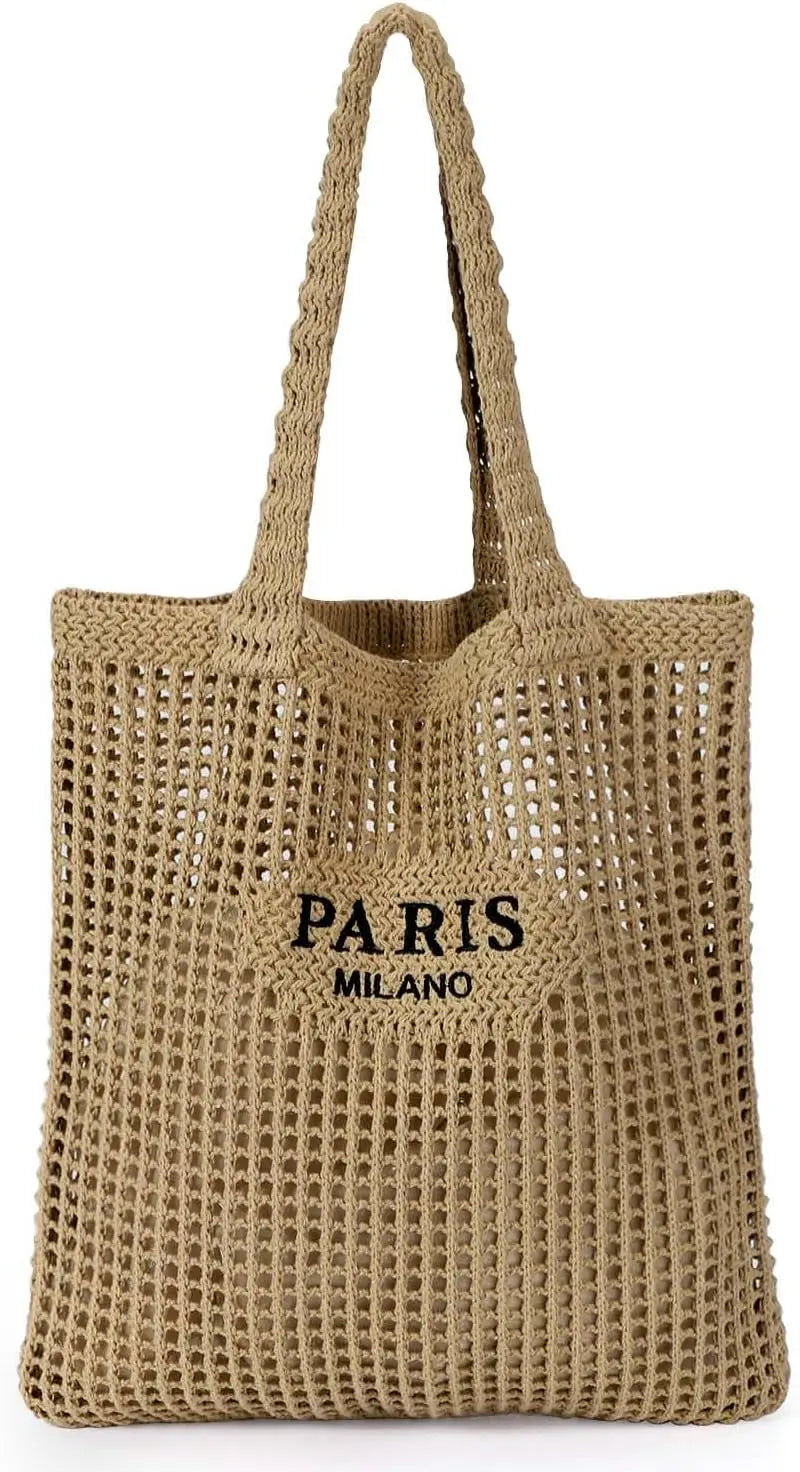 HATISAN Crochet Mesh Tote Bag for Women Beach Travel