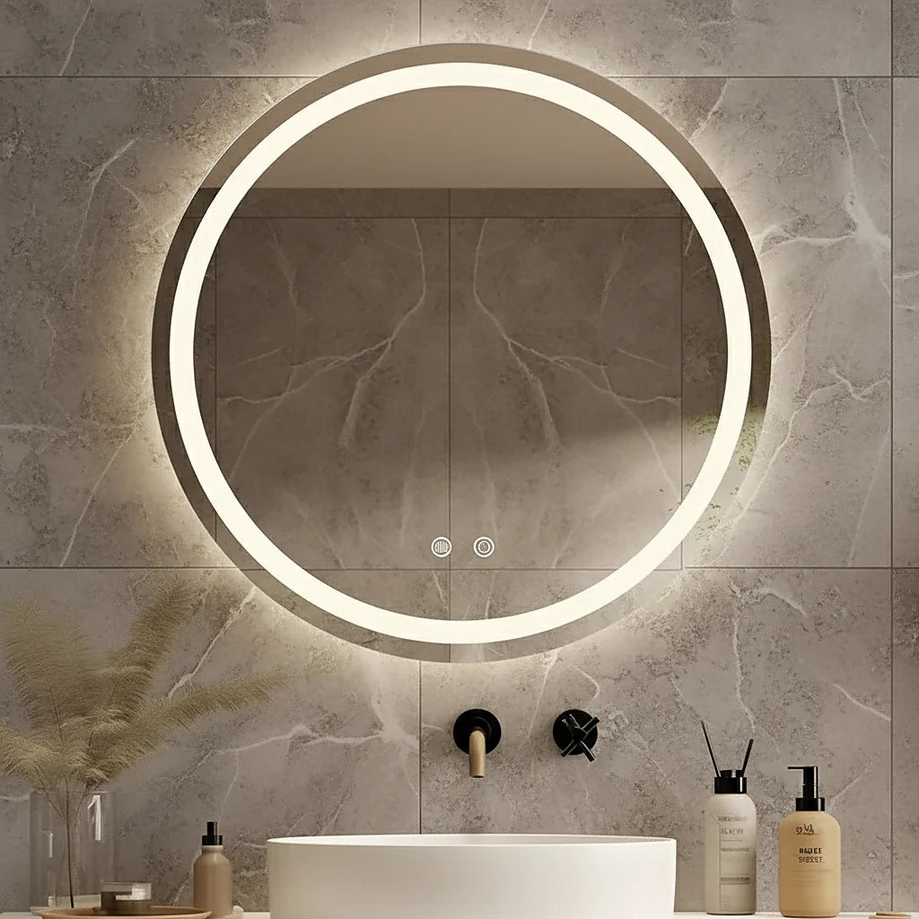 Anti Fog Led Bathroom Mirror With Dimmable Vanity Lighting