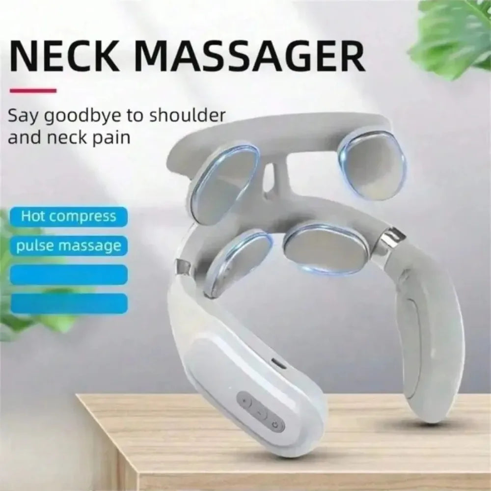 Lism Adjustable Four Head Heating Neck Massager With Usb Charging