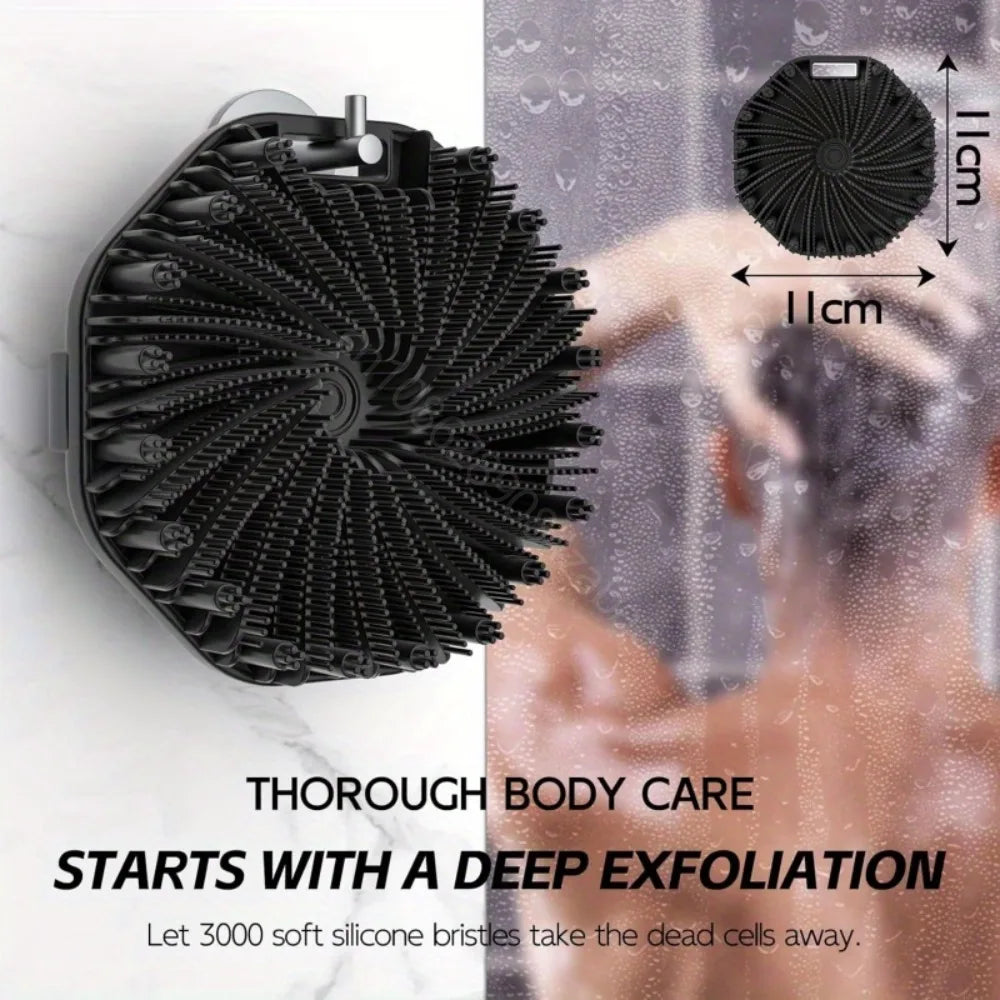 Soft Silicone Back Brush With Handle Exfoliating Body Cleanser