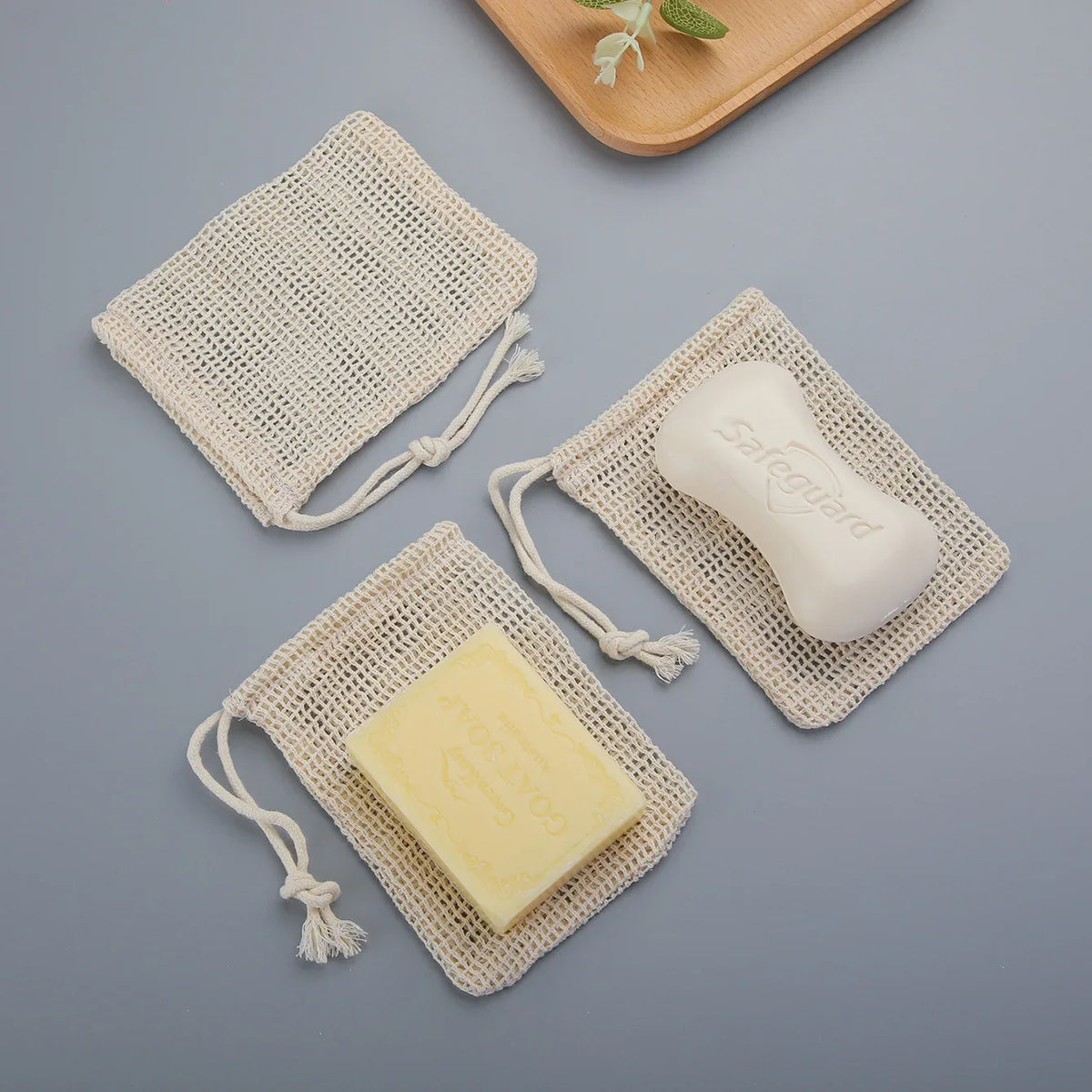 Premium Cotton Soap Saver Pouches Featuring Durable Exfoliating Mesh