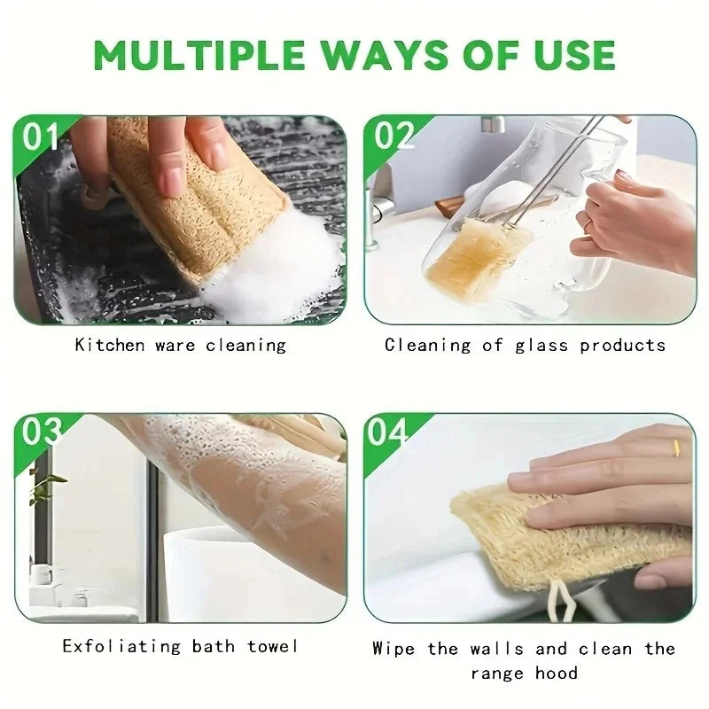 Natural Loofah Sponges For Gentle Body And Kitchen Cleaning