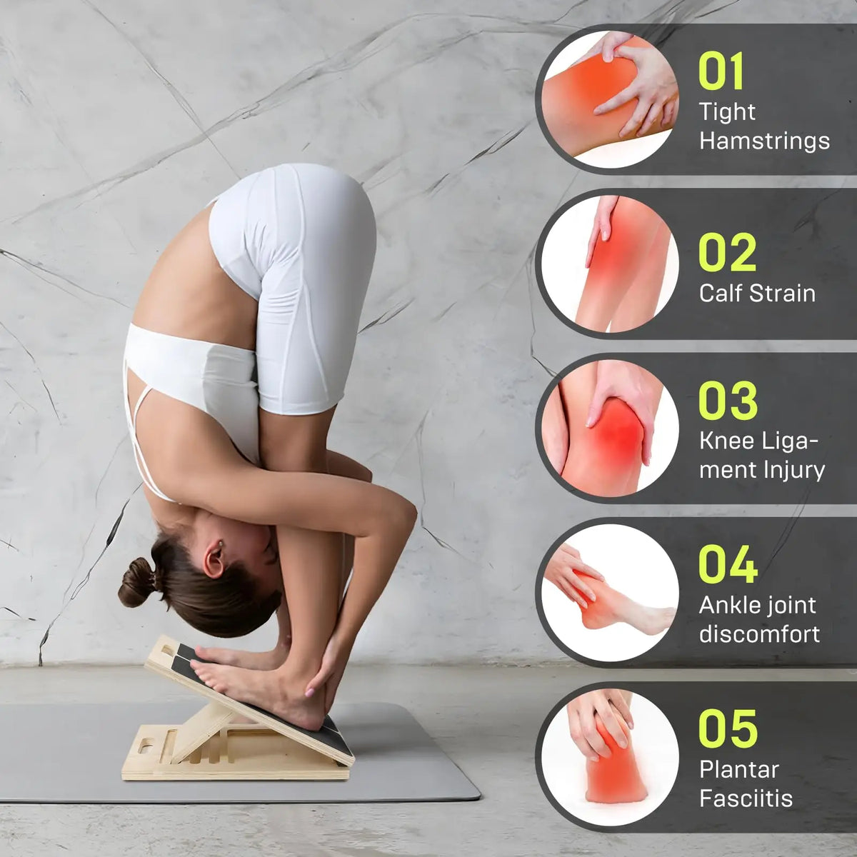 Durable Adjustable Wooden Balance And Calf Stretch Board