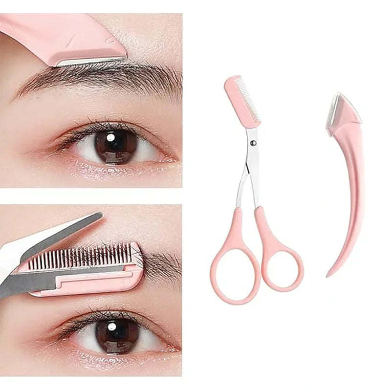 Eyebrow Trimmer Razor Scissors Comb Grooming Kit With Precision Tools