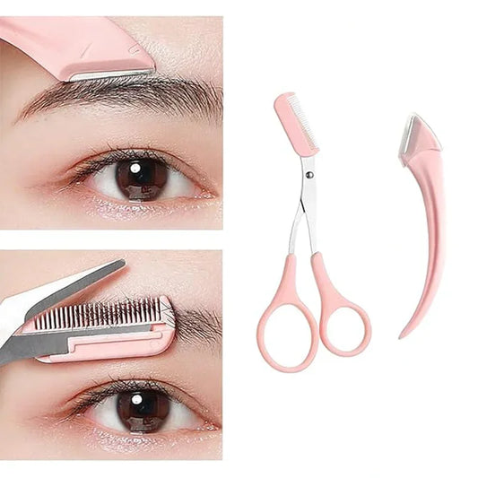 Eyebrow Trimmer Razor Scissors Comb Grooming Kit With Precision Tools