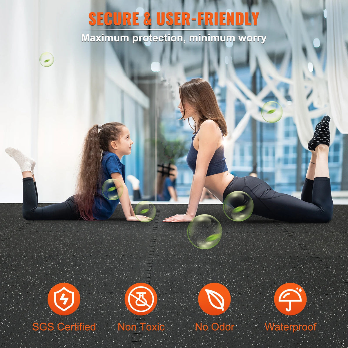 SucceBuy Interlocking Rubber Top Exercise Mats With EVA Foam Construction