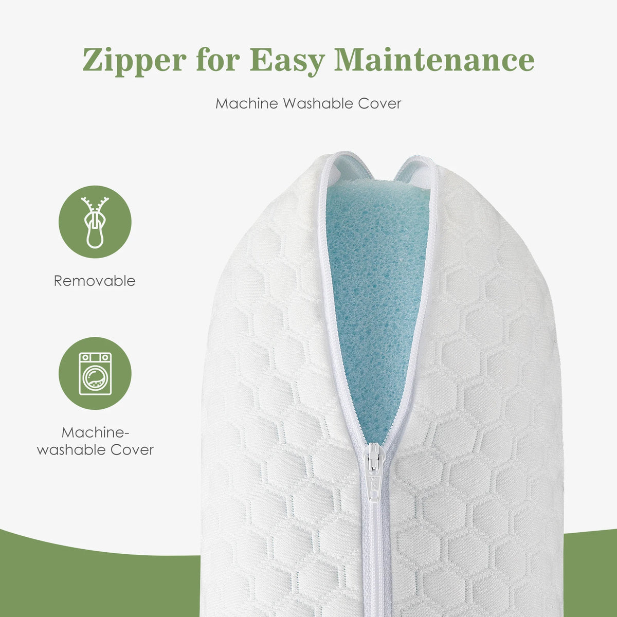 JHK Cooling Memory Foam Bed Pillows With Washable Covers