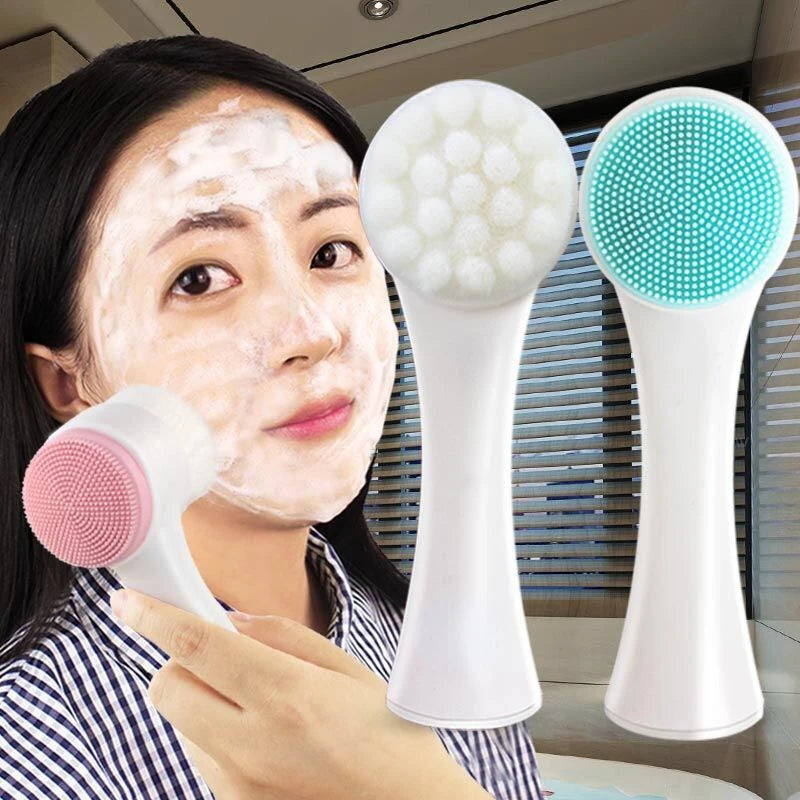 CZSAE Double Sided Silicone Facial Cleansing Exfoliating Brush
