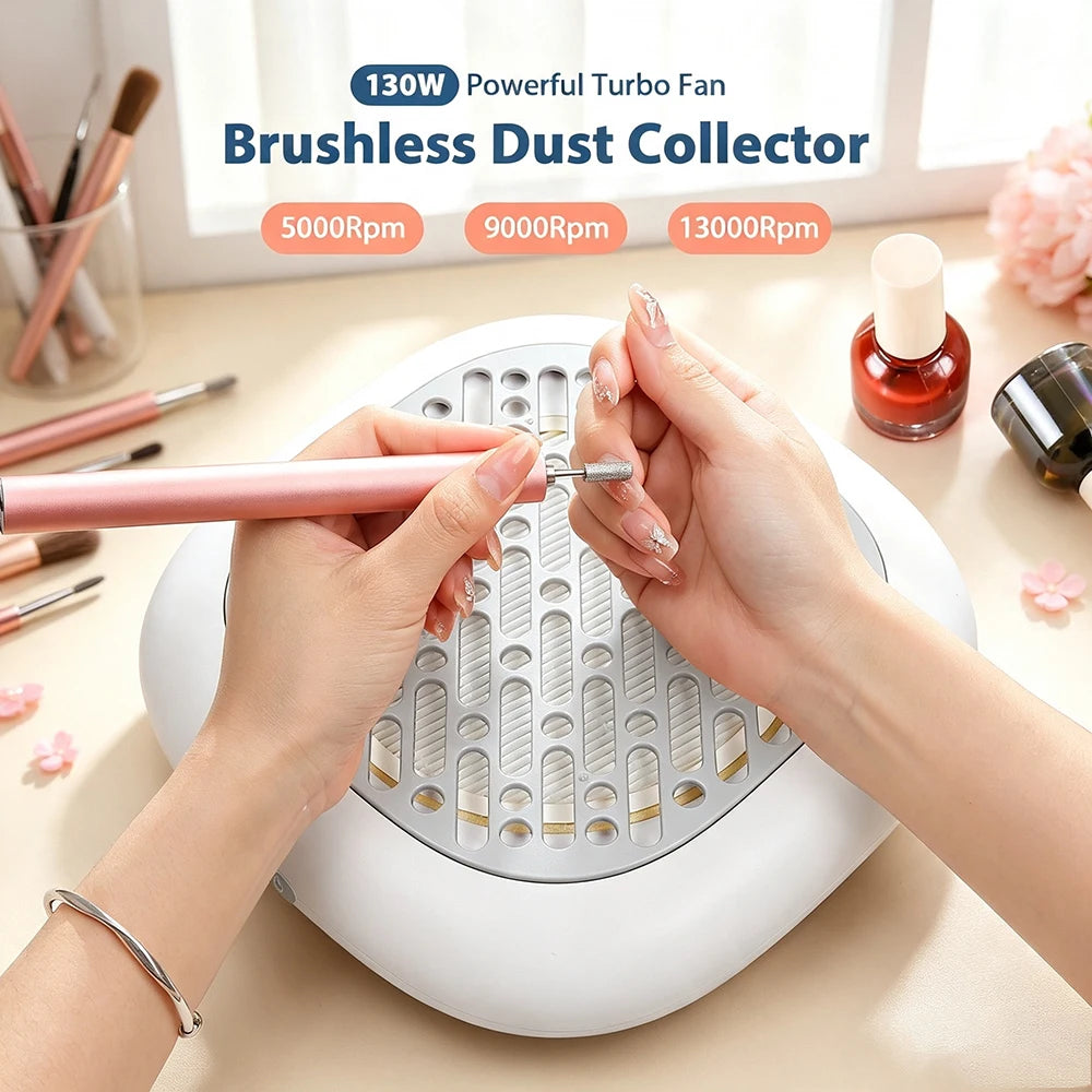 LIARTY Nail Dust Collector With Adjustable Suction And Dual Filters