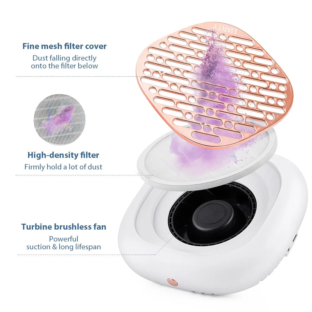 LIARTY Nail Dust Collector With Adjustable Suction And Dual Filters