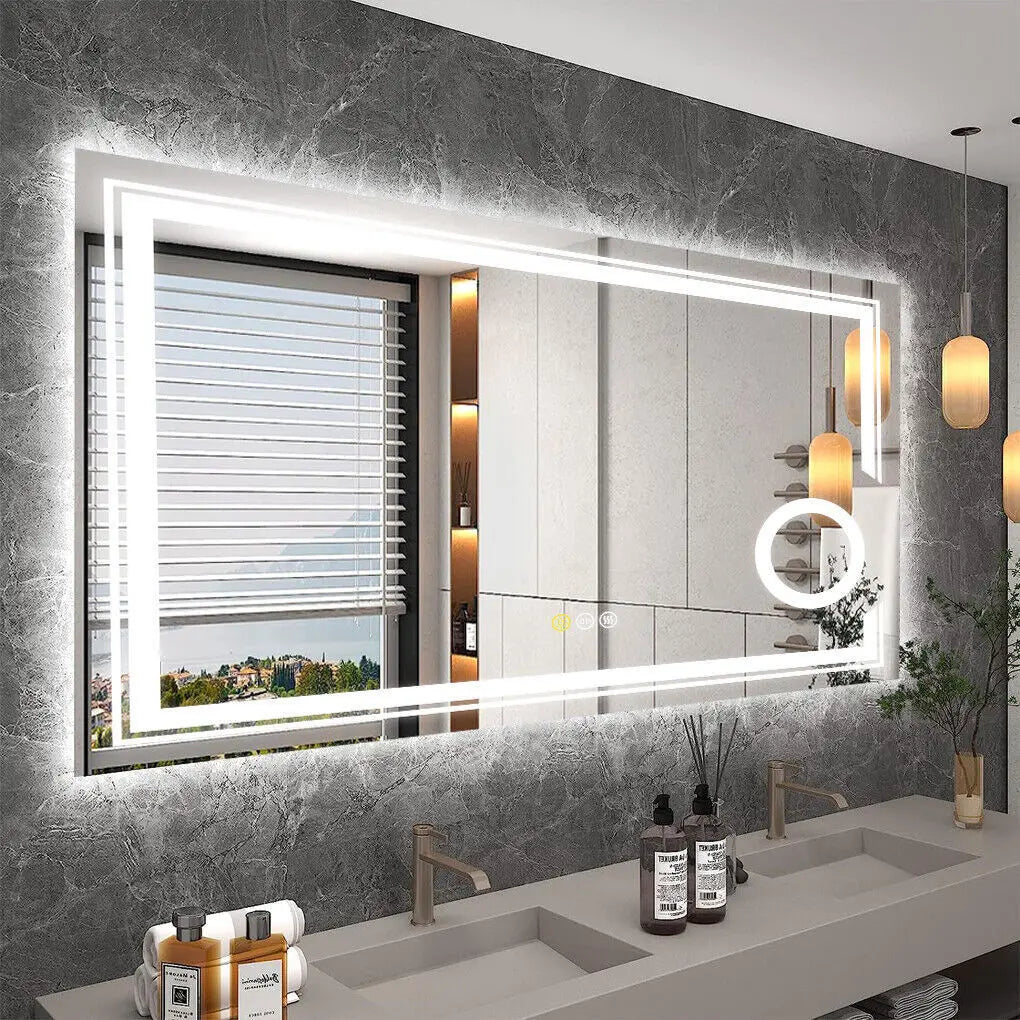 Borwart Fogless Led Bathroom Mirror With Magnifying Glass
