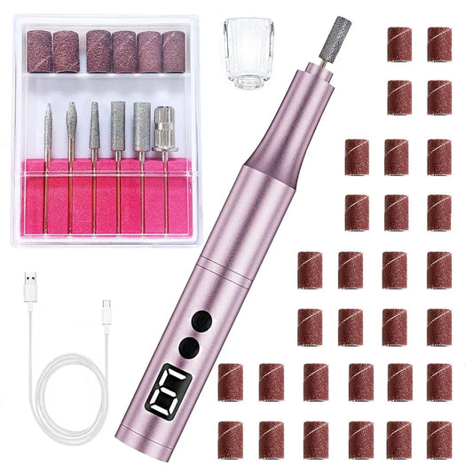 Professional Cordless Electric Nail Drill Kit With Metal Bits