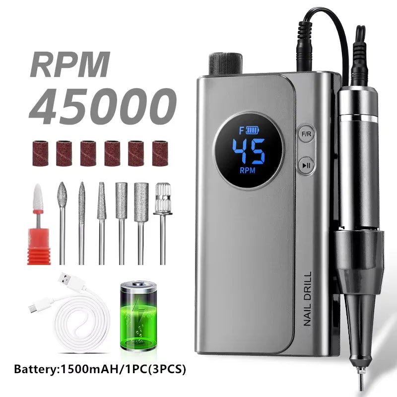 Cosprysmal Rechargeable Nail Drill With LCD Display For Manicure Pedicure