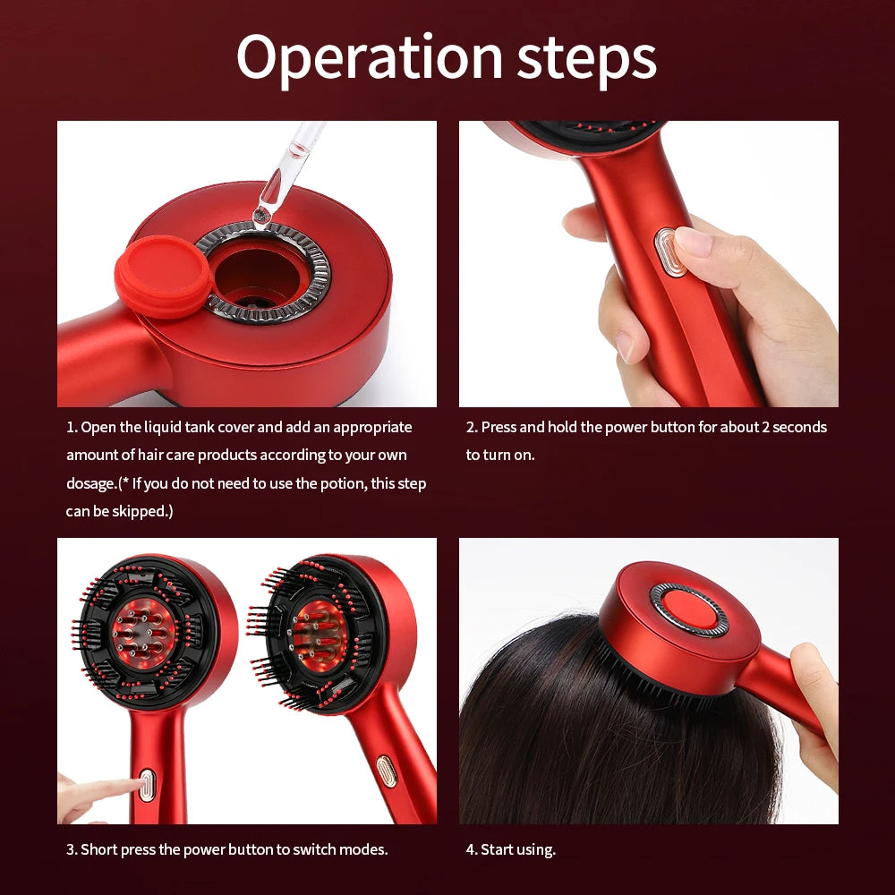 AFDEAL Electric Scalp Massage Comb With Red Light Oil Applicator