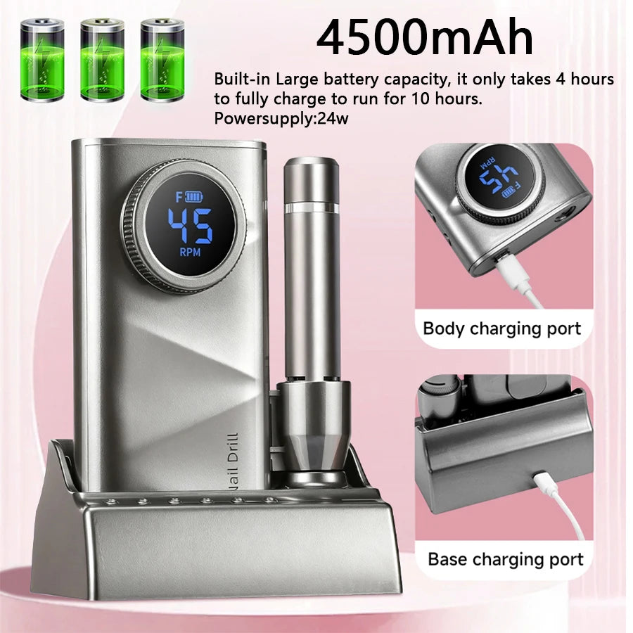 Cosprysmal Professional Cordless Nail Drill With LCD Display